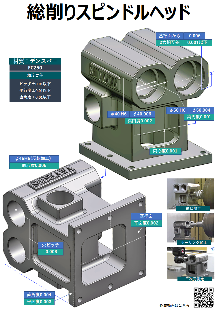 YASDAによるデンスバー総削り出しスピンドルヘッド