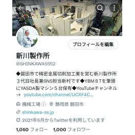 祝！Twitter登録者数１０００人